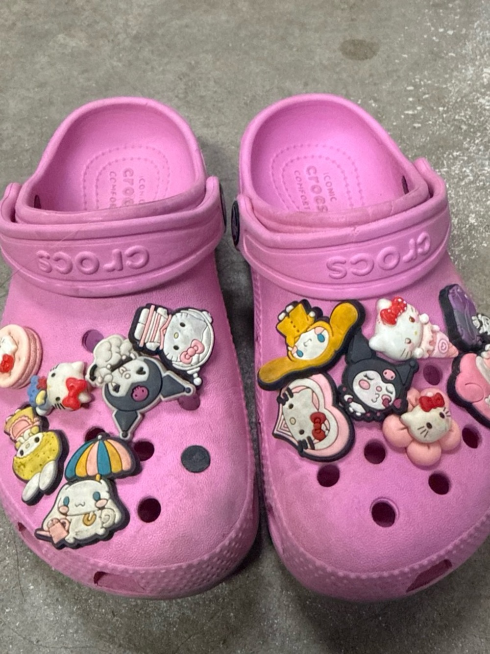 CROCS Classic Clog in Bright Pink with Character Jibbitz